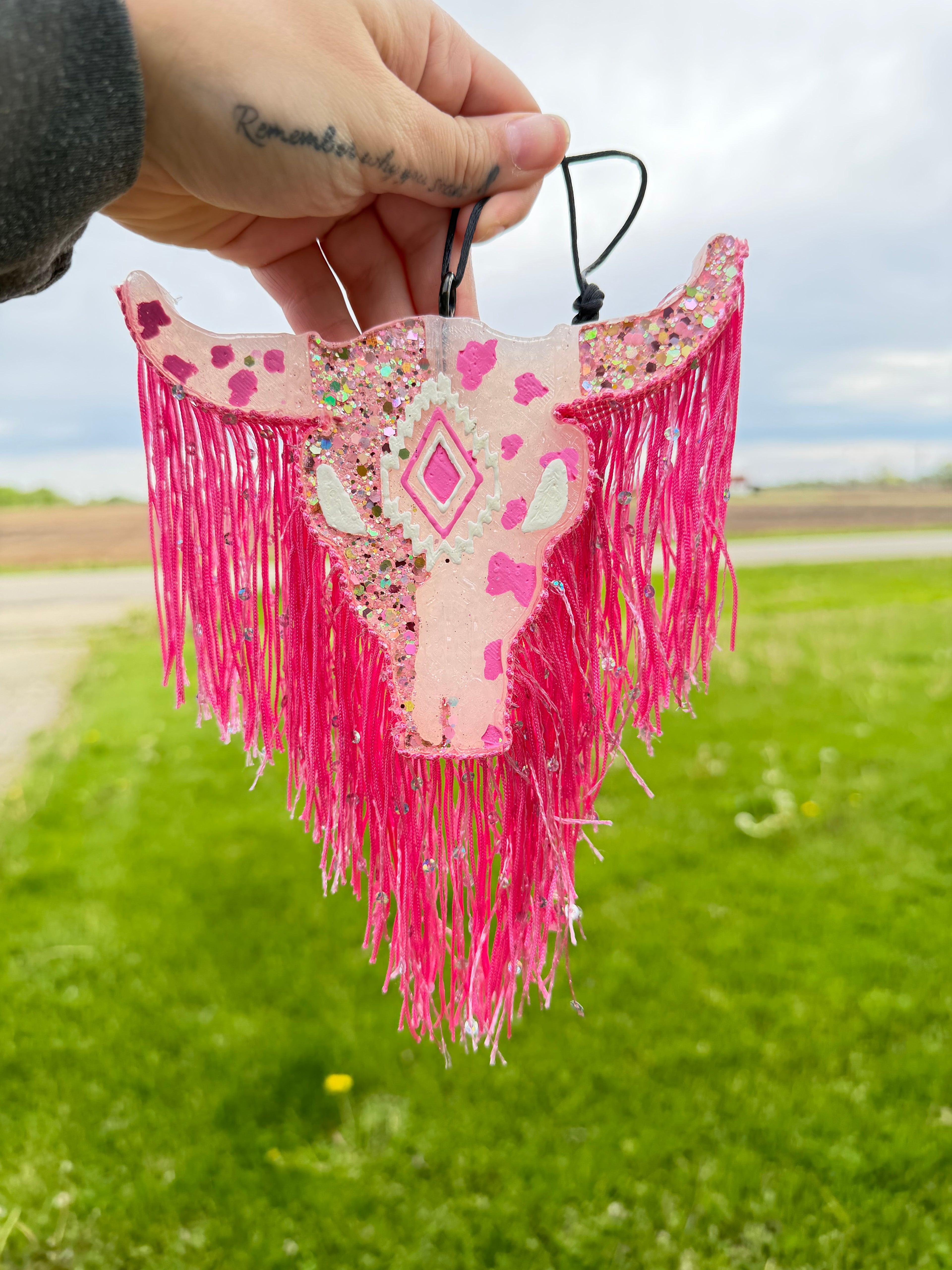 Pink Bull with fringe freshie