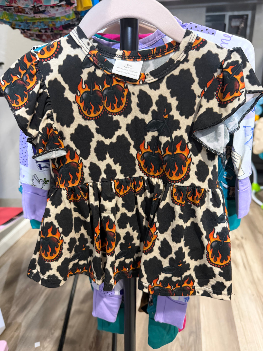 RTS Cherries Dress with Snaps