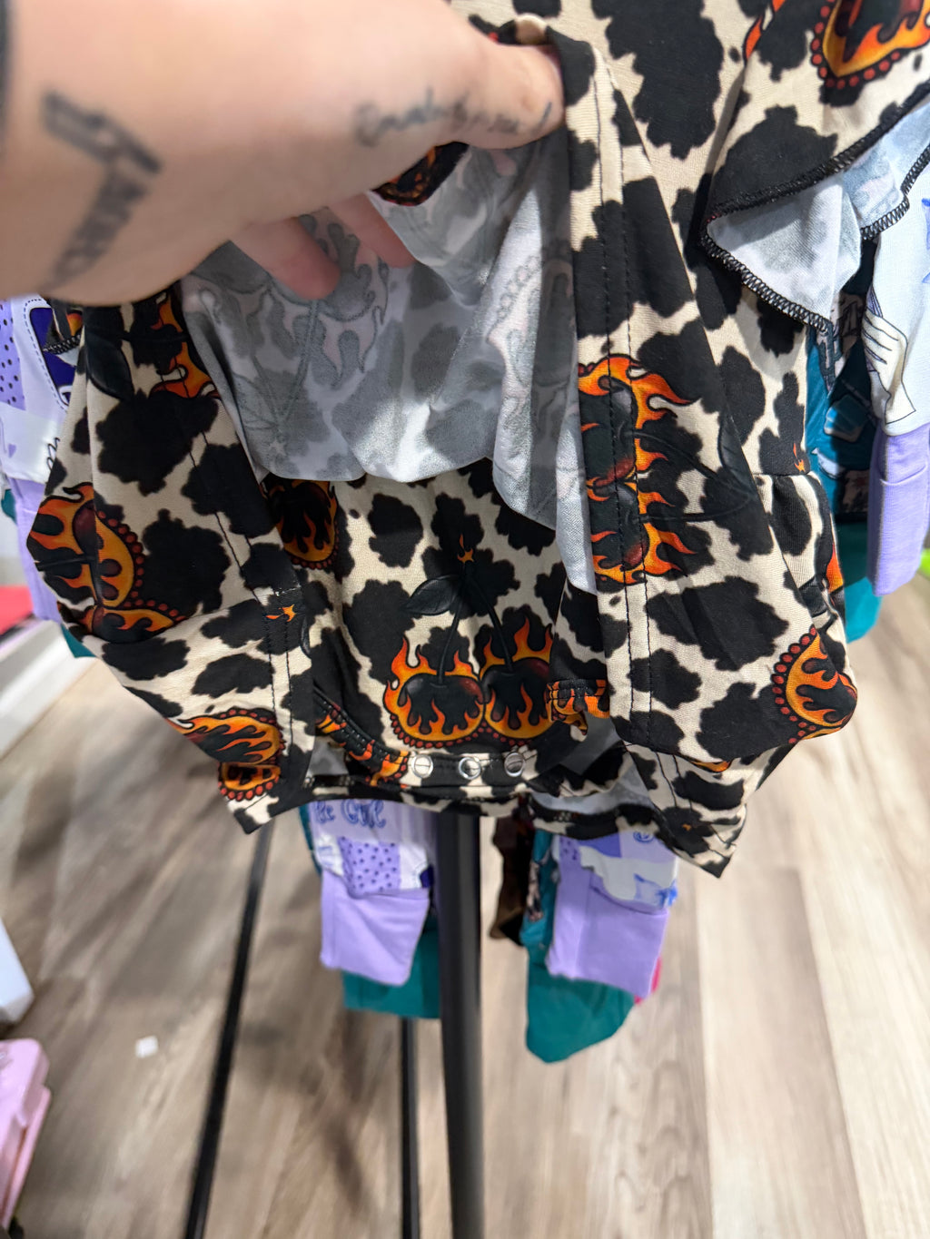 RTS Cherries Dress with Snaps